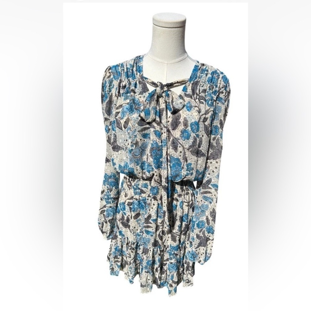 Misa Los Angeles Dress Small Floral Jaipur Smocked Boho Maximalist Ruffle - Picture 4 of 12